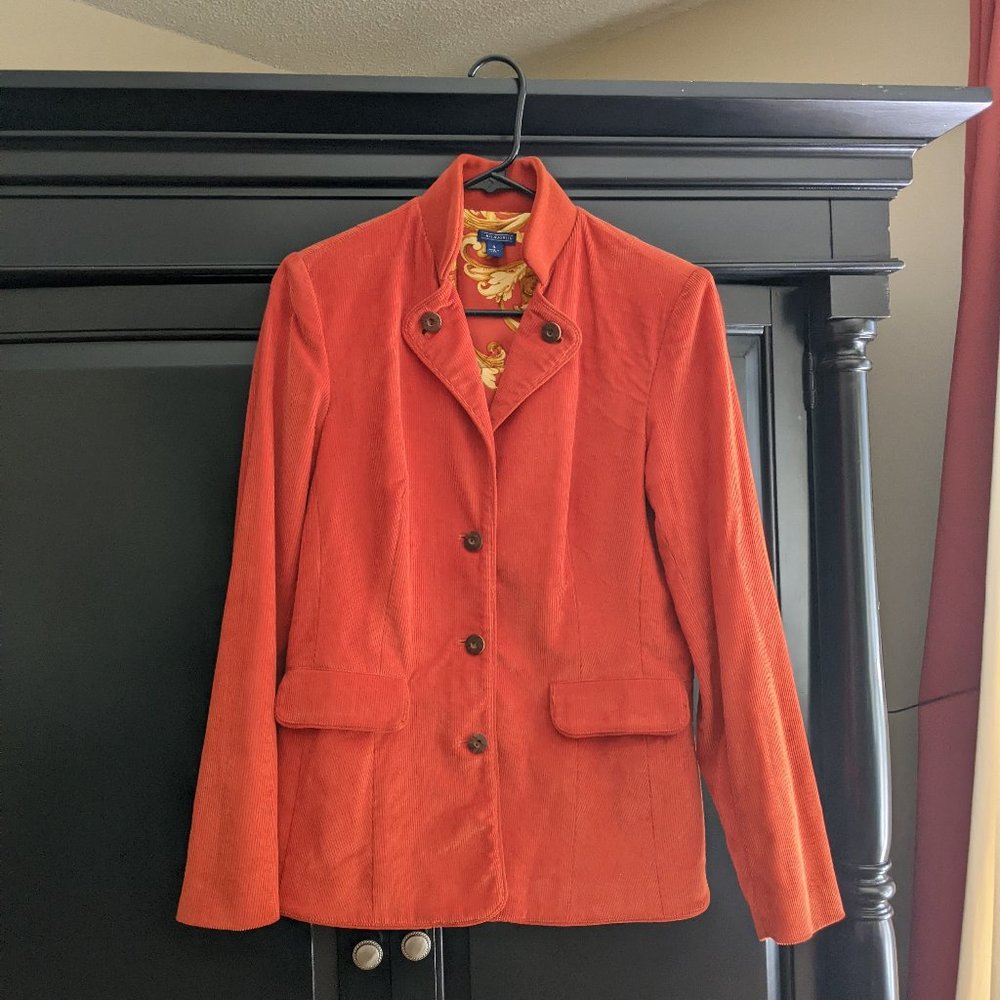 Vintage burnt orange corduroy button-down jacket